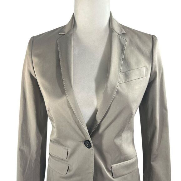 Massimo Dutti Women's Gray Taupe One Button V Neck Single Breasted Blazer Size S - Picture 2 of 16